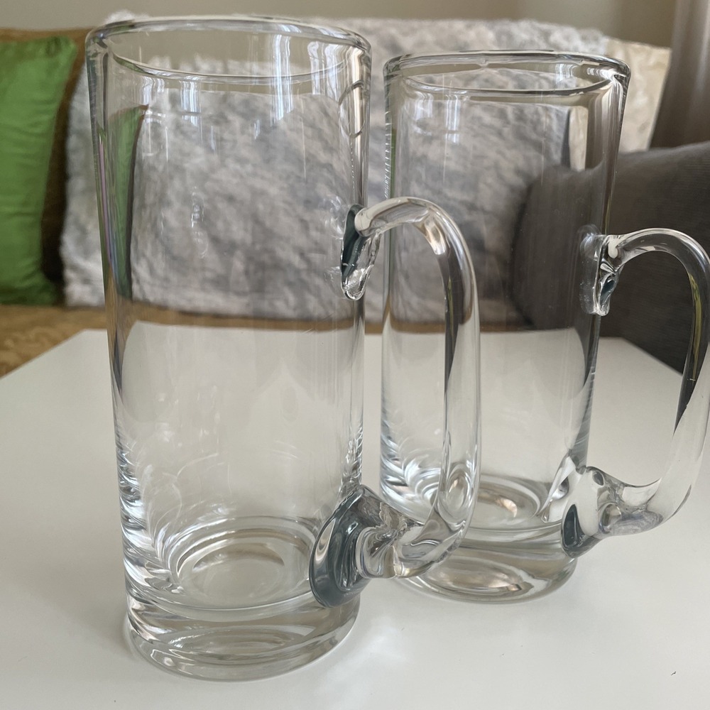 18oz Tall Slim 7"  Clear Glass Beer Mugs (Set of 2)